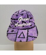 Vintage Great America Geometric Purple Black Snapback Hat Cap Made In USA - $538.65 MXN