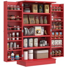 HOMCOM Red Kitchen Pantry Cabinet: 12 Shelves - $3,149.96 MXN