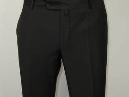 Men's MONO Turkey Slacks 100% Wool Plain Front Slim Fit 2502-01 Black image 5