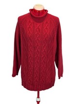 VTG 80s 90 FORENZA Chunky Cable Knit Sweater Women MEDIUM Red Mock Neck ... - £31.57 GBP