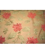  Brown Floral Upholstery Cotton Fabric Remnant Rust Large Flowers Leaves - £15.79 GBP