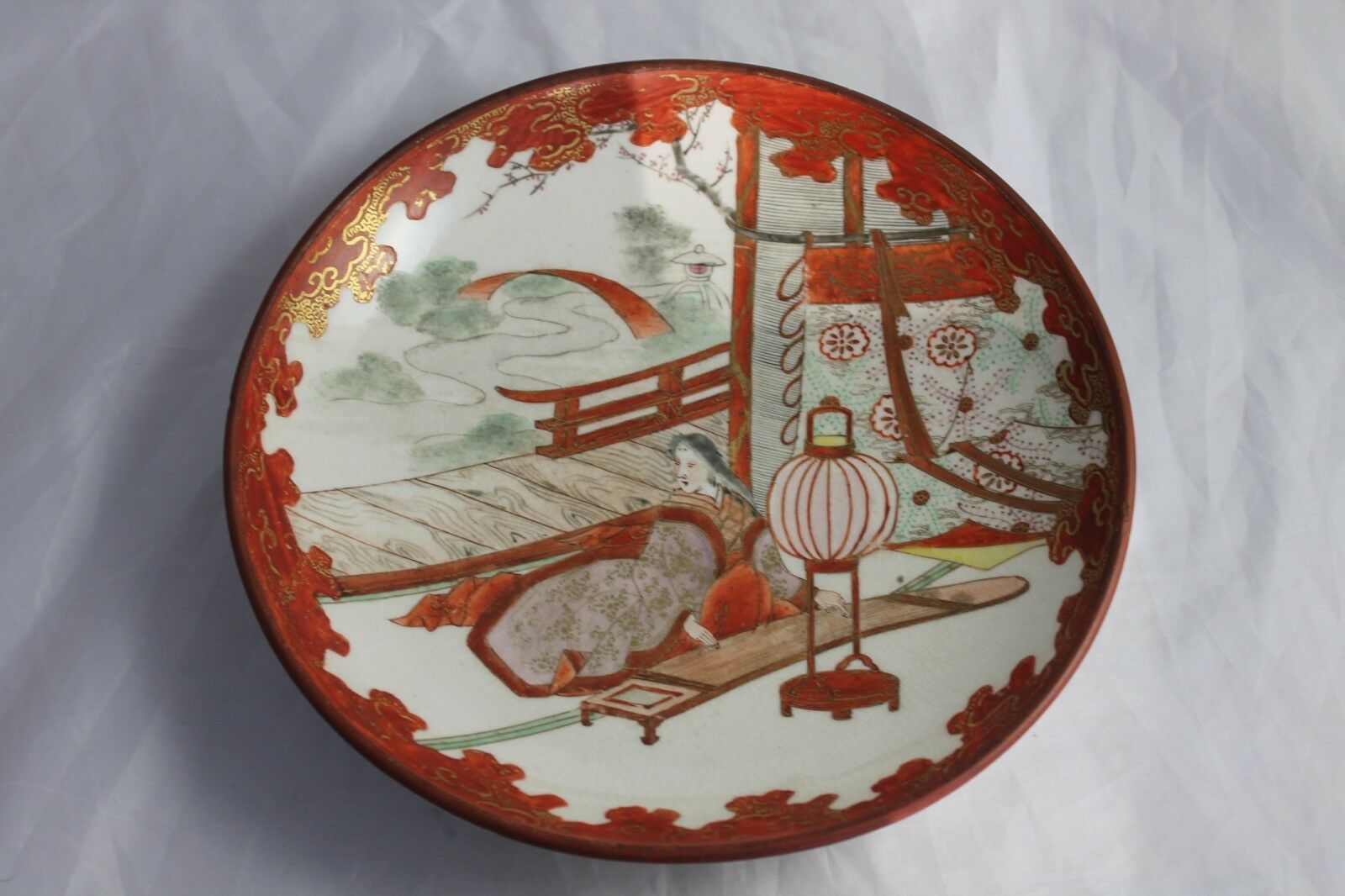 Primary image for Antique Japanese Bowl Kutani Signed Porcelain Vintage Pottery Meiji Japan Dish
