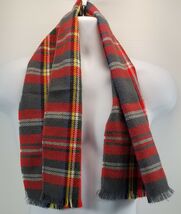 I) Women's Tartan Plaid Checkered Fringed Tassel Scarf Red Black - $9.89