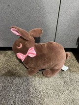 Kelly Toy Plush Brown Bunny Rabbit Stuffed 11&quot; Chocolate￼ Easter  pink Bow - £9.32 GBP