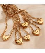 stainless steel necklace 18k Gold Plated Pendant Heart letter Women fine Jewelry - $18.70