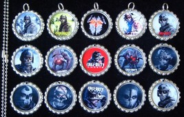15 Call of Duty Ghosts Silver Flat Bottle Cap Necklaces Set 1 - £12.45 GBP