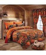 22 PC KING ORANGE!! CAMO COMFORTER SET WESTERN SHEETS WITH 3 CURTAINS CA... - $146.63