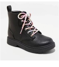 Art Class Youth Girls Size 3 Black Zoe Side Zip Rainbow Lace-Up Combat Boots New - $16.78