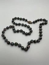 Antique Chinese EXPORT Cloisonné Enamel Flower Black Blue Ball Beads Necklace - £79.23 GBP