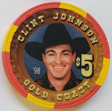 Las Vegas Rodeo Legend Clint Johnson '98 Gold Coast $5 Casino Poker Chip - £15.72 GBP