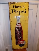 Vintage Pepsi-Cola Embossed Metal Sign - $717.75
