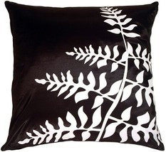 Pillow Decor - Black with White Bold Fern Throw Pillow  - SKU: KB1-0009-04-20 - £27.93 GBP