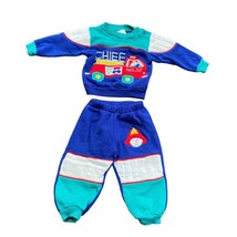 Vintage Hush Puppies Sweater Pants Set Baby 12 M Blue Fire Chief - $15.20