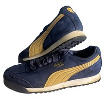 Puma Roma Lace Up Blue &amp; Gold Gym Shoes Size 4 - £23.52 GBP