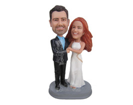Custom Bobblehead Wedding Couple Holding Hands Ready For Their Married Life - We - £119.12 GBP