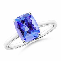 ANGARA Prong-Set Cushion Tanzanite Solitaire Ring for Women in 14K Solid Gold - £1,638.29 GBP