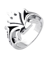 INOX Mens Stainless Steel ring with a flame crown design - €39,37 EUR