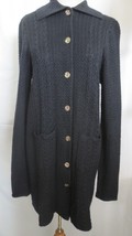 Tommy Bahama Womens Black Cardigan Duster Sweater M Baby Alpaca wool &amp; silk - £39.91 GBP