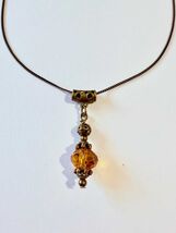 Topaz brown crystal bronze necklace amber tone crystal necklace Boho nec... - $47.88 CAD