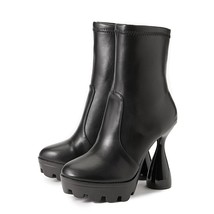 New Fashion Platform Women&#39;s Ankle Boots Roman Round Toe Strange Style Chunky He - £55.76 GBP