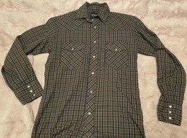 Wrangler western shirt Pearl Snap cowboy Plaid Small Rancher Rodeo - £13.13 GBP