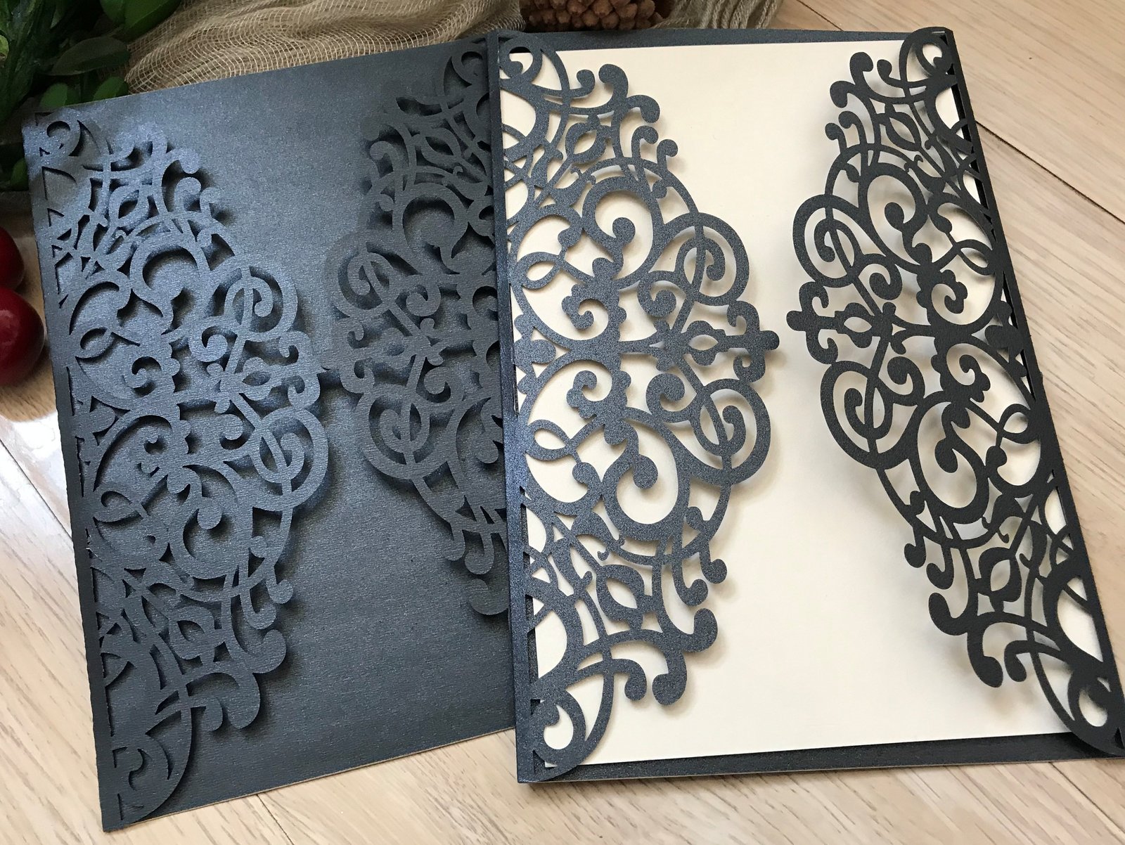 50pcs Laser Cut Wedding Invitations cards.Floral Engagement Invitations ... - $57.40