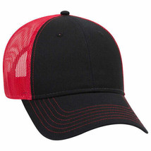 Black/Black/Red Trucker Hat 6 Panel Low Profile Mesh Back Hat 1dz New 83... - £90.78 GBP