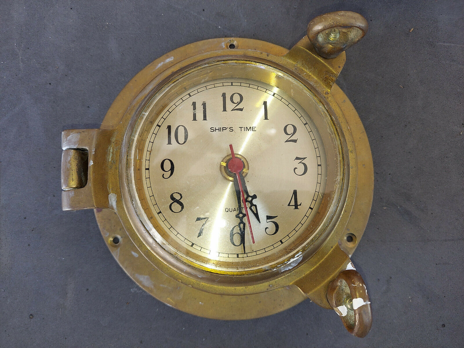 Primary image for 22GG58 NAUTICAL CLOCK, SOLID BRASS, NEEDS CLEANING & POLISHING, IS MISSING ONE