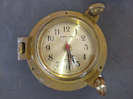 22GG58 NAUTICAL CLOCK, SOLID BRASS, NEEDS CLEANING &amp; POLISHING, IS MISSI... - £73.47 GBP