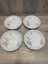 Golden Rose Fine China of Japan Set of 4 7-1/2” Bowl Pink Roses Gray Leaves - $18.66