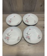 Golden Rose Fine China of Japan Set of 4 7-1/2” Bowl Pink Roses Gray Leaves - $18.66