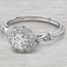 Women&#39;s 2 Ct Round Cut CZ Diamond Vintage Engagement Ring 14K White Gold Plated - £80.68 GBP