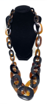 Vintage Mid Century Lucite Chunky Chain Necklace Brown - $14.24