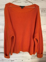 French Connection Crop Sweater XS Orange Boat Neck Long Sleeve Cotton Pullover - £18.97 GBP