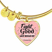 Express Your Love Gifts Fight The Good Fight Stainless Steel or 18k Gold Heart B - £34.99 GBP