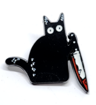 Crazy Cat Pin Badge Brooch Enamel Psycho Lapel Knife Cat Cartoon Cat Bad... - £4.19 GBP