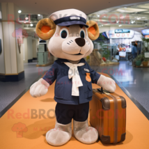 Navy Apricot mascot costume character dressed with a Henley Shirt and Messenger  - £963.53 GBP