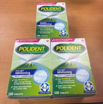 3 Pack~Polident Overnight Whitening Denture Cleanser 120 Tabs ea Ex. 12/... - $36.51