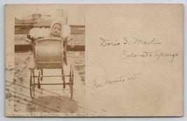 RPPC Baby Doris Marlin In Horseless Carriage 1906 Colorado Springs Postcard T21 - £7.95 GBP