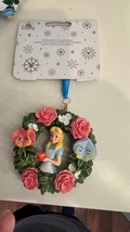 Disney Parks Alice in Wonderland with Flowers Wreath Ornament NEW image 2