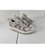 Skechers Shape-Ups Women Walking Toning Shoes 7.5 Gray Orange Power Pressed - $742.35 MXN
