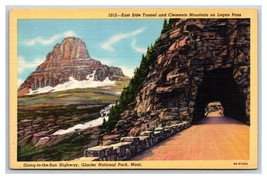 East Side Tunnel Clements Mountain Glacier National Park UNP Linen Postcard J19 - £2.36 GBP