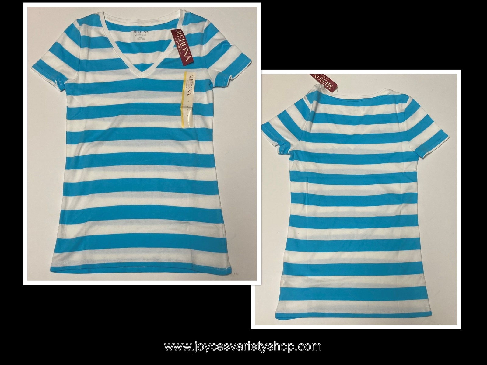 Primary image for Merona Blue & White Striped Long T-Shirt Soft 100% Cotton Juniors Various Sizes