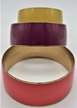 J Crew Enamel Over Metal Bangle Bracelets Yellow Purple Pink Mustard Plum Salmon - £36.08 GBP