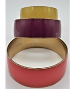 J Crew Enamel Over Metal Bangle Bracelets Yellow Purple Pink Mustard Plu... - $45.99