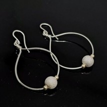 925 Sterling Silver - Textured Ball Bead Dangle Earrings - £15.91 GBP