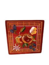 Vtg Capriware Ceramic Trivet 6&quot; Floral Fruit Decor Hand Painted Kitchen Hot Pad - £9.56 GBP