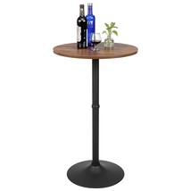 23.6Inches Round Cocktail Bar Table With Metal Base, Tall Bistro Pub Table, Coun - £120.87 GBP