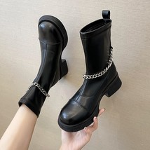 TUINANLE Ankle Boots for Women  Design  Chain Platform Boots Round Toe S... - £56.57 GBP