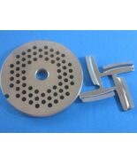 Meat grinder plate and knife for KitchenAid KSMMGA.  FINE grind 1/8" (3m... - $12.25